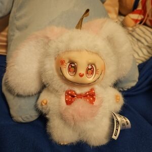 Cute Plush Toy with Red Bow